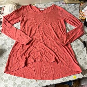 Kenar Medium Pink Long Sleeve High Low Tunic Top